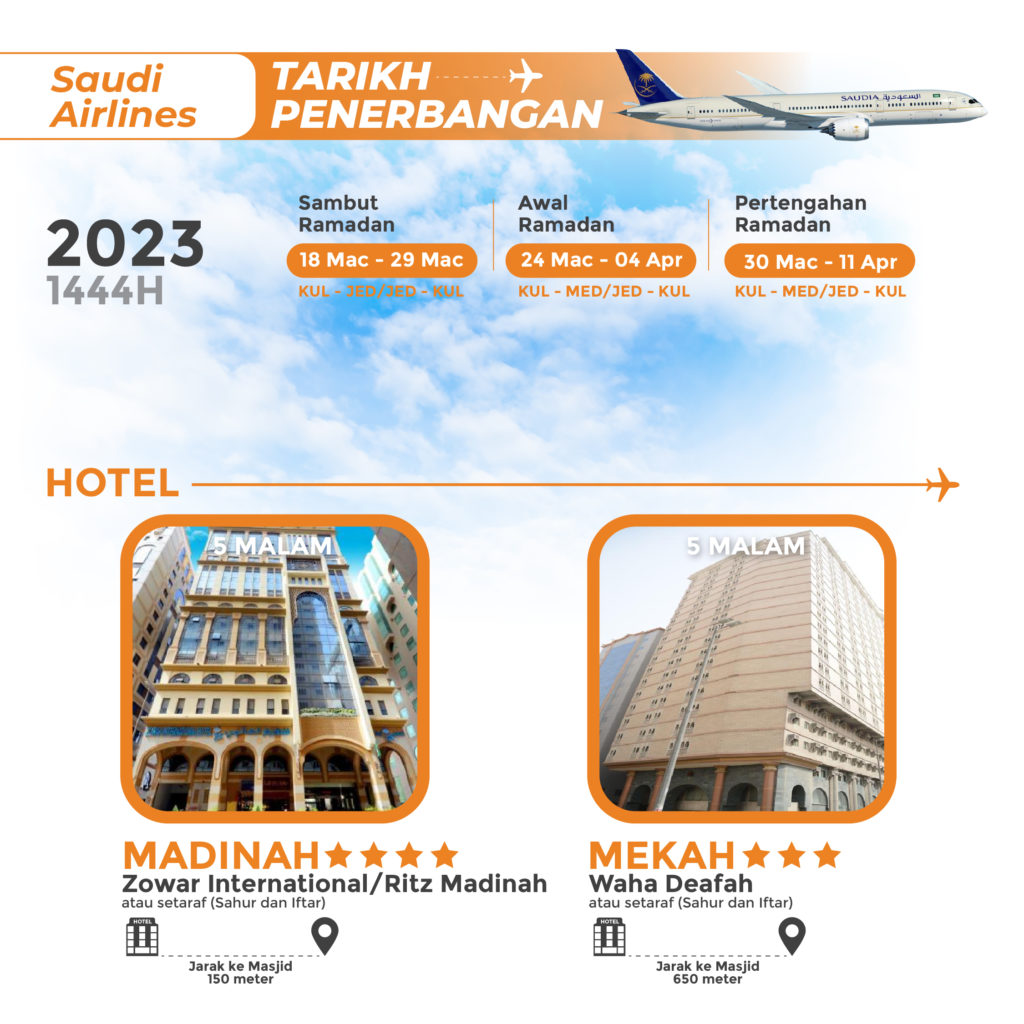 Pakej Umrah Awal Ramadan - Tarikh & Hotel